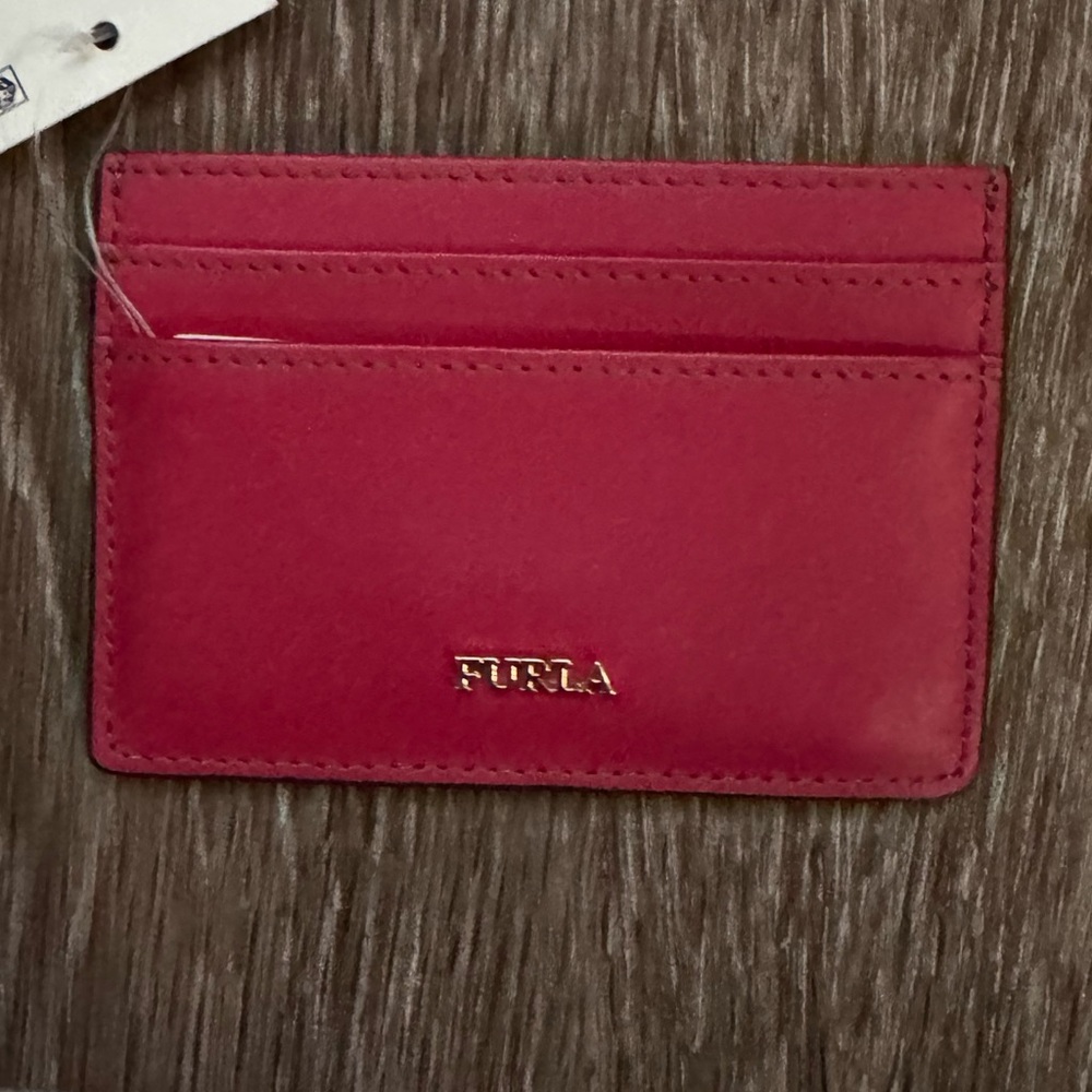 Furla card holder, red leathers